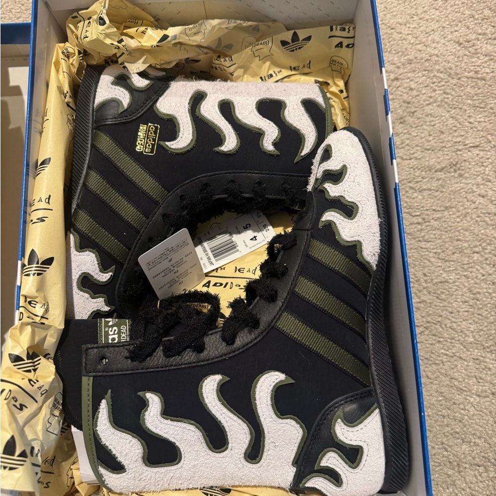 Adidas Brain dead collaboration  Black and green Flame Sneakers